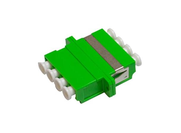 Adapter SM LC/APC-QUAD Grønn Med flens, metall klips, keramisk hylse